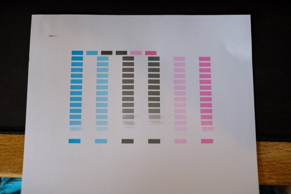 This print head alignment output looked a bit iffy but seemed to be okay