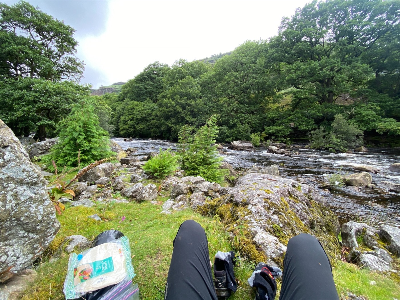 A quiet lunch spot down river of the Caban Coch Dam.