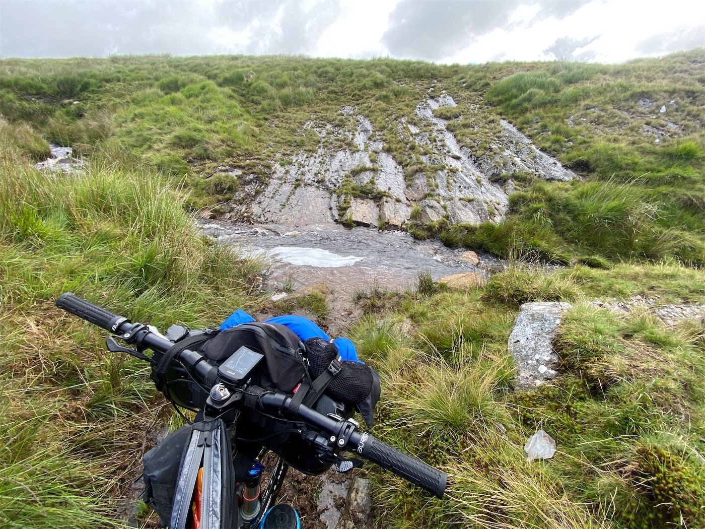 The first 'proper' water crossing was a little intimidating. This was the best spot I could find to corss. The slab on the other side is steeper and wetter than it looks!