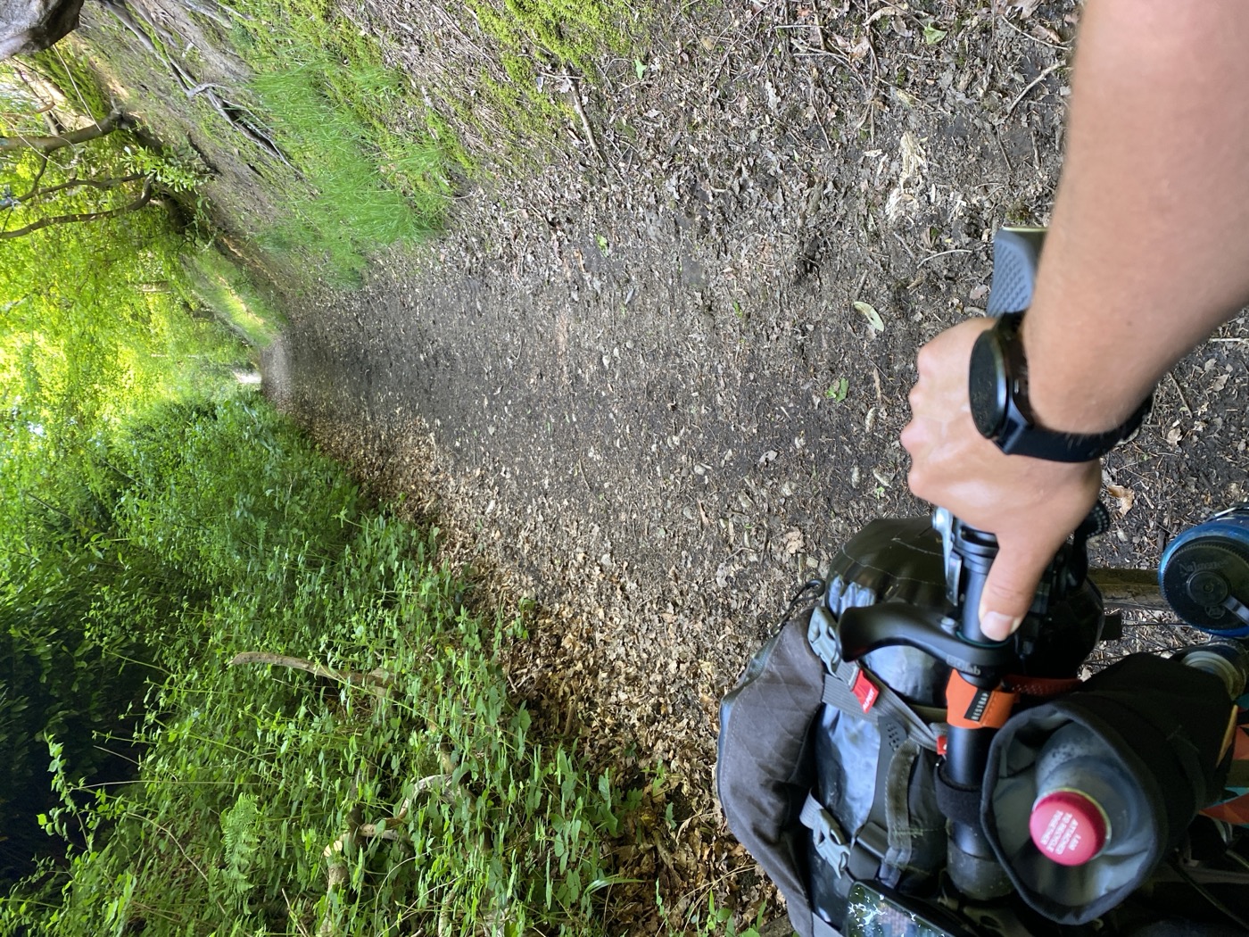 Much, much, steeper than it looks. Even loaded, my front wheel was lifting off the ground while pedalling. I didn’t make it to the top.